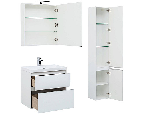 Заказать Тумба под раковину Aquanet Гласс 70 206700 подвесной Белая в магазине сантехники Santeh-Crystal.ru