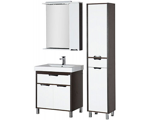 Заказать Зеркало со шкафом Aquanet Гретта 90 R 173993 с подсветкой Венге Белое в магазине сантехники Santeh-Crystal.ru