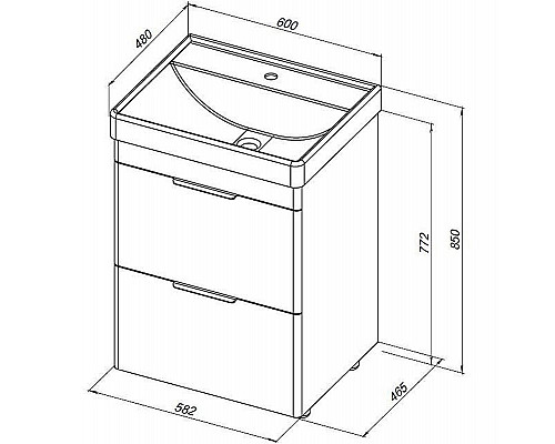Приобрести Тумба под раковину Aquanet Ирис new 60 310152 Белая глянцевая в магазине сантехники Santeh-Crystal.ru