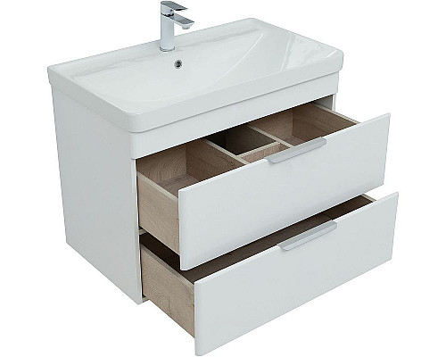 Заказать Тумба под раковину Aquanet Ирис new 80 310146 подвесная Белая глянцевая в магазине сантехники Santeh-Crystal.ru