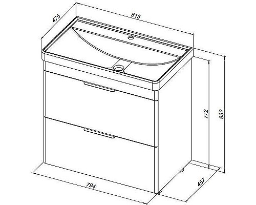Заказать Тумба под раковину Aquanet Ирис new 80 310154 Белая глянцевая в магазине сантехники Santeh-Crystal.ru