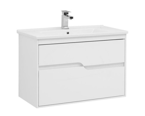 Заказать Тумба под раковину Aquanet Модена 85 196965 подвесная Белый глянец в магазине сантехники Santeh-Crystal.ru