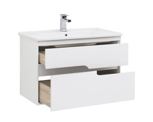 Заказать Тумба под раковину Aquanet Модена 85 196965 подвесная Белый глянец в магазине сантехники Santeh-Crystal.ru