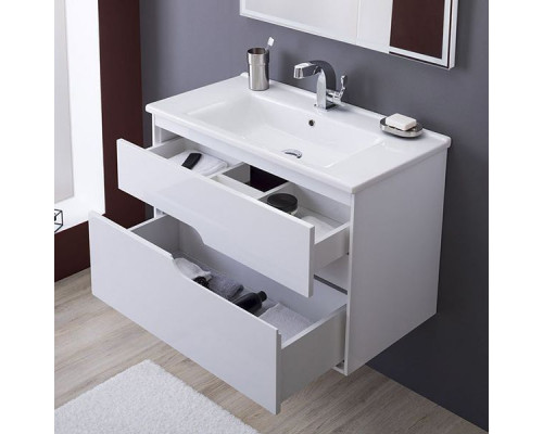 Заказать Тумба под раковину Aquanet Модена 85 196965 подвесная Белый глянец в магазине сантехники Santeh-Crystal.ru