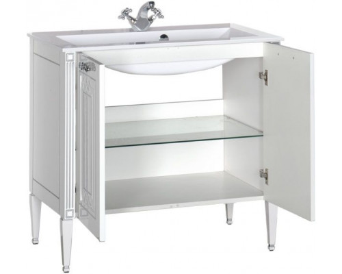 Купить Тумба под раковину Aquanet Паола 90 181762 Белая серебро в магазине сантехники Santeh-Crystal.ru
