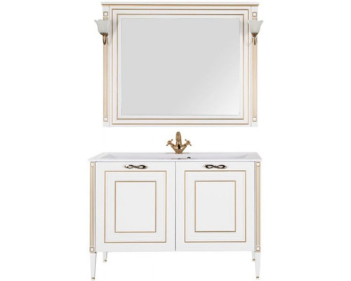 Приобрести Тумба под раковину Aquanet Паола 120 186114 Белая Золото в магазине сантехники Santeh-Crystal.ru