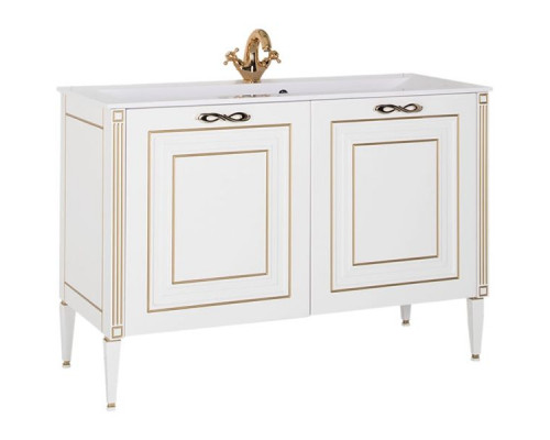 Приобрести Тумба под раковину Aquanet Паола 120 186114 Белая Золото в магазине сантехники Santeh-Crystal.ru