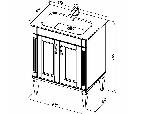 Заказать Тумба под раковину Aquanet Селена 70 246511 Белая Серебро в магазине сантехники Santeh-Crystal.ru