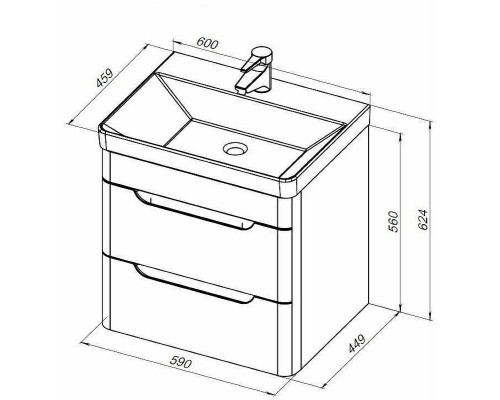 Купить Тумба под раковину Aquanet София 60 288905 подвесная Белый глянец в магазине сантехники Santeh-Crystal.ru