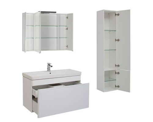 Заказать Тумба под раковину Aquanet София 105 199870 подвесная Белый глянец 199870 в магазине сантехники Santeh-Crystal.ru