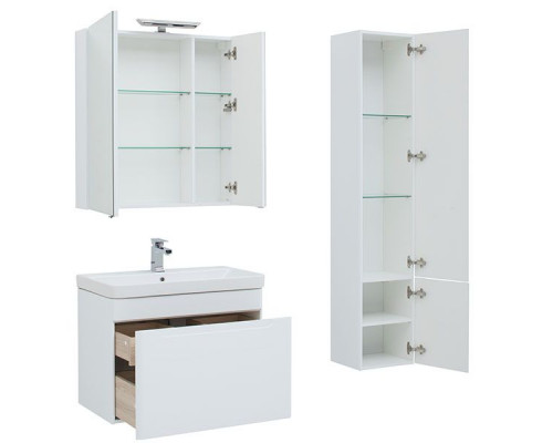 Заказать Тумба под раковину Aquanet София 80 199869 подвесная Белый глянец в магазине сантехники Santeh-Crystal.ru