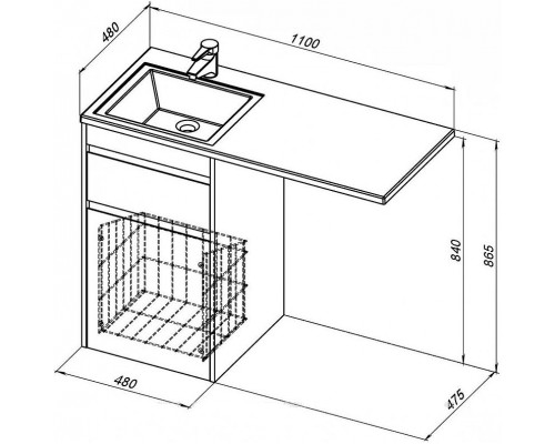 Заказать Тумба под раковину Aquanet Токио 110 239289 Белая в магазине сантехники Santeh-Crystal.ru