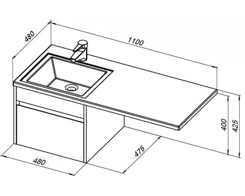 Приобрести Тумба под раковину Aquanet Токио 110 236915 подвесная Белая в магазине сантехники Santeh-Crystal.ru