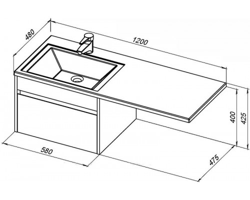 Приобрести Тумба под раковину Aquanet Токио 120 236916 подвесная Белая в магазине сантехники Santeh-Crystal.ru