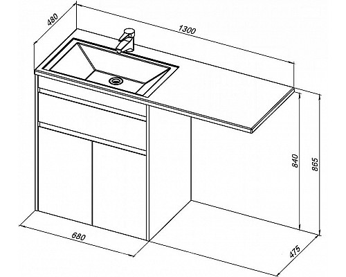 Заказать Тумба под раковину Aquanet Токио 130 237746 Белая в магазине сантехники Santeh-Crystal.ru