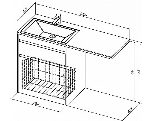 Купить Тумба под раковину Aquanet Токио 130 239291 Белая в магазине сантехники Santeh-Crystal.ru