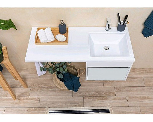 Купить Тумба под раковину Aquanet Токио 130 236917 подвесная Белая в магазине сантехники Santeh-Crystal.ru