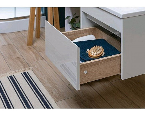 Купить Тумба под раковину Aquanet Токио 130 236917 подвесная Белая в магазине сантехники Santeh-Crystal.ru