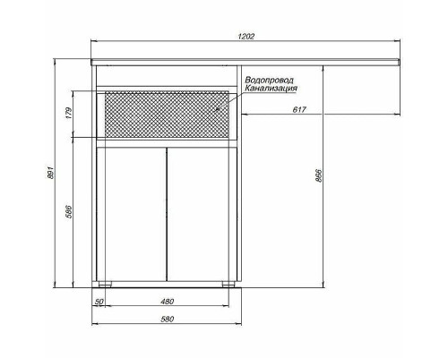 Купить Тумба с раковиной Aquanet Токио 120 R 239210 Белая в магазине сантехники Santeh-Crystal.ru