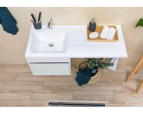 Заказать Тумба с раковиной Aquanet Токио 130 L 239217 подвесная Белая в магазине сантехники Santeh-Crystal.ru