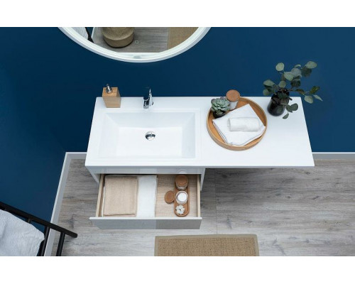 Заказать Тумба с раковиной Aquanet Токио 130 L 239217 подвесная Белая в магазине сантехники Santeh-Crystal.ru