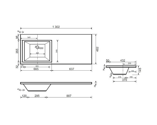 Заказать Тумба с раковиной Aquanet Токио 130 L 239217 подвесная Белая в магазине сантехники Santeh-Crystal.ru