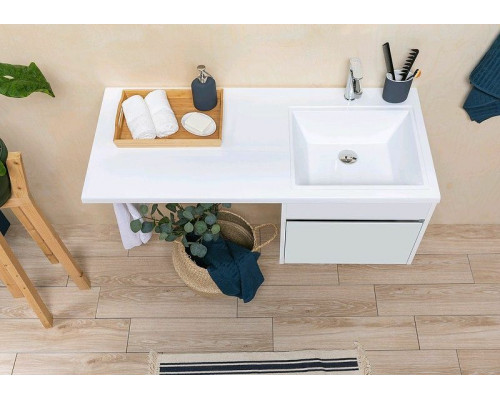 Купить Тумба с раковиной Aquanet Токио 130 R 239218 подвесная Белая в магазине сантехники Santeh-Crystal.ru