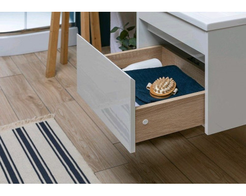 Купить Тумба с раковиной Aquanet Токио 130 R 239218 подвесная Белая в магазине сантехники Santeh-Crystal.ru