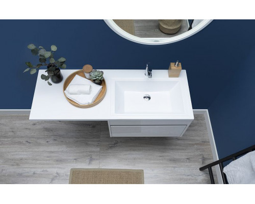 Купить Тумба с раковиной Aquanet Токио 130 R 239218 подвесная Белая в магазине сантехники Santeh-Crystal.ru