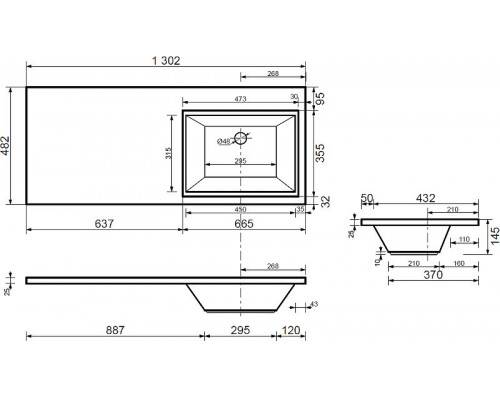 Купить Тумба с раковиной Aquanet Токио 130 R 239218 подвесная Белая в магазине сантехники Santeh-Crystal.ru