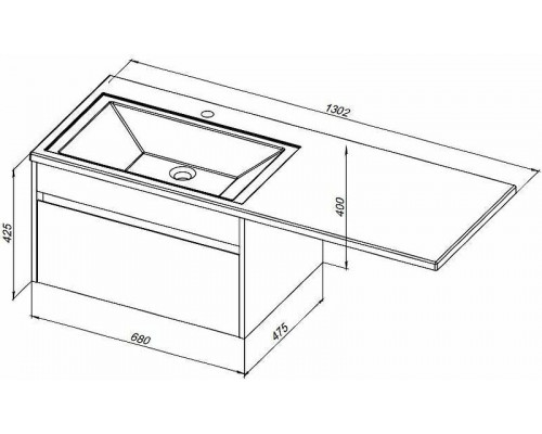 Купить Тумба с раковиной Aquanet Токио 130 R 239218 подвесная Белая в магазине сантехники Santeh-Crystal.ru