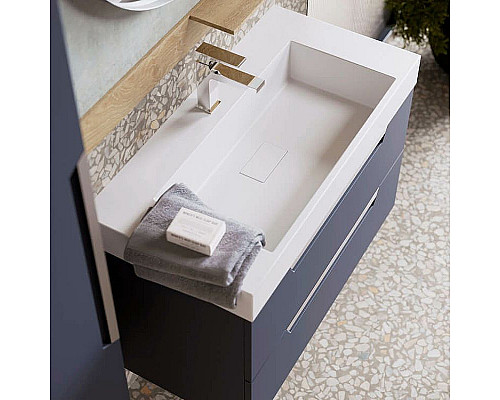 Купить Тумба под раковину Aqwella Cube 90 CUB0109GR подвесная Серая матовая в магазине сантехники Santeh-Crystal.ru