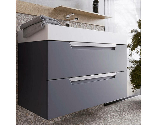 Купить Тумба под раковину Aqwella Cube 90 CUB0109GR подвесная Серая матовая в магазине сантехники Santeh-Crystal.ru