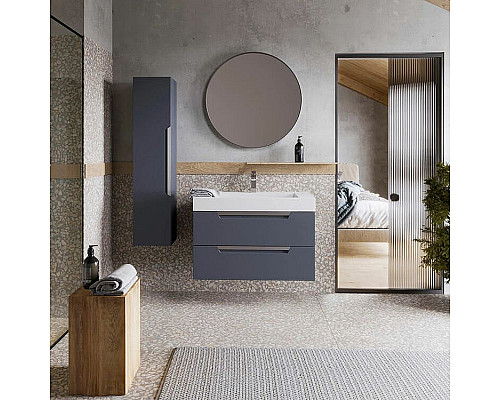 Купить Тумба под раковину Aqwella Cube 90 CUB0109GR подвесная Серая матовая в магазине сантехники Santeh-Crystal.ru