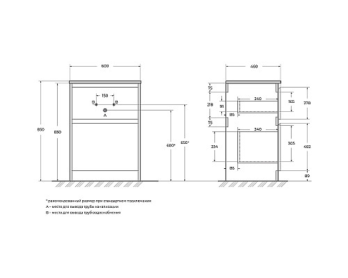 Тумба под раковину BelBagno Kraft 60 KRAFT-600-2C-PIA-BO Bianco Opaco