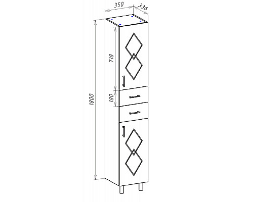 Приобрести Шкаф пенал Bellezza Элеганс 35 4628604110077 Бежевый в магазине сантехники Santeh-Crystal.ru