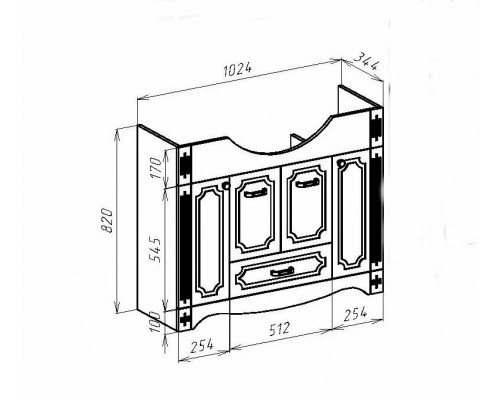 Купить Тумба под раковину Bellezza Кантри 105 4639918000015 Белая в магазине сантехники Santeh-Crystal.ru