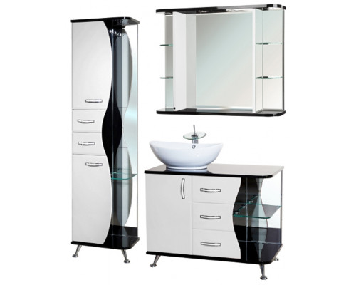 Купить Зеркало Bellezza Рио 90 4613615060268 с подсветкой Черное Белое в магазине сантехники Santeh-Crystal.ru