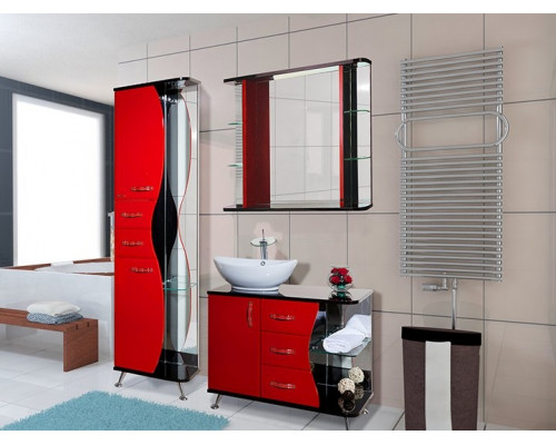 Заказать Зеркало Bellezza Рио 90 4613615060213 с подсветкой Черное Красное в магазине сантехники Santeh-Crystal.ru