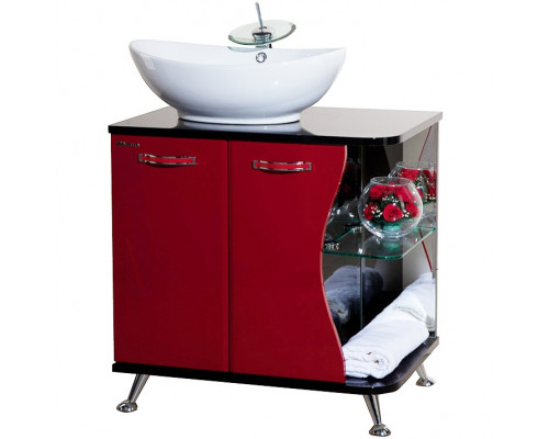 Купить Тумба под раковину Bellezza Рио 70 L 4633611242215 Черная Красная в магазине сантехники Santeh-Crystal.ru