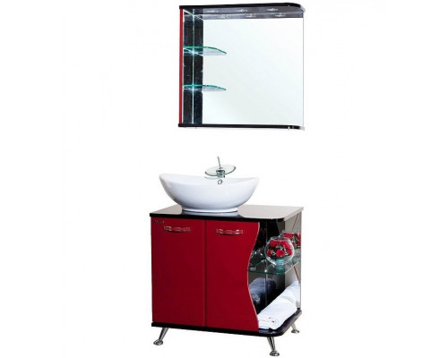 Купить Тумба под раковину Bellezza Рио 70 L 4633611242215 Черная Красная в магазине сантехники Santeh-Crystal.ru