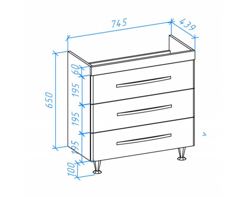Заказать Тумба под раковину Bellezza Рокко 80 4635313660076 Бежевая Белая в магазине сантехники Santeh-Crystal.ru
