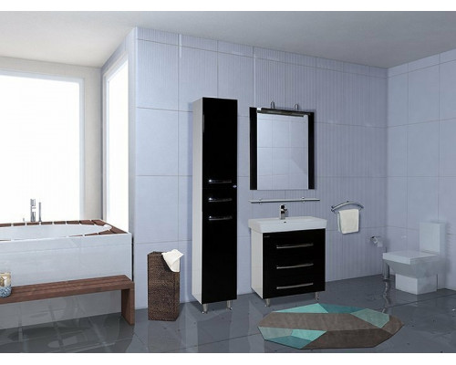 Приобрести Шкаф пенал Bellezza Рокко 35 4623704090045 Черный Белый в магазине сантехники Santeh-Crystal.ru