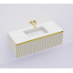 Тумба под раковину Boheme Armadi Art Quatro 1 120 790-M1-120-RIB-CM-MG-LED подвесная цвет Кашемир профиль Золото матовое