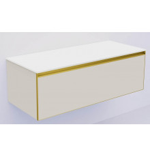 Тумба под раковину Boheme Armadi Art Quatro 1 120 790-M1-120-CM-MG-LED подвесная цвет Кашемир профиль Золото матовое