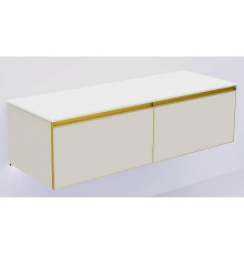 Тумба под раковину Boheme Armadi Art Quatro 2 140 790-M2-140(70+70)-CM-MG+L подвесная цвет Кашемир профиль Золото матовое