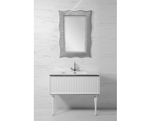 Тумба с раковиной Boheme Armadi Art Vallessi Avangarde Canale 80 843-080-WCR+Armadi Art Vallessi 80 838-080-W подвесная Белый Хром