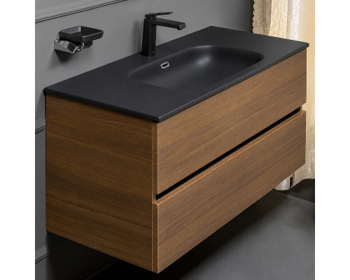Тумба с раковиной Boheme Armadi Art Vallessi 100 837-100-D+Armadi Art Vallessi 100 838-100-A подвесная Dark Oak