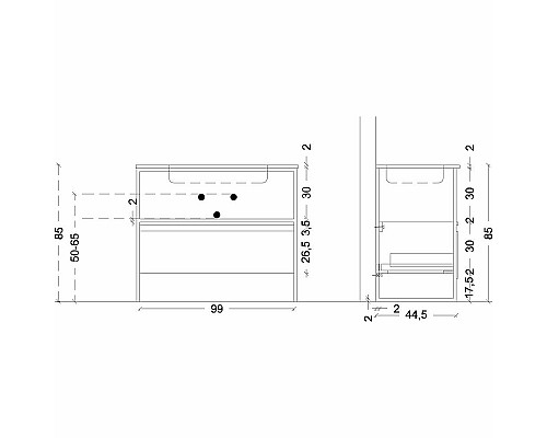 Приобрести Тумба Boheme Armadi Art Loft 100 894-100-W подвесная Белая в магазине сантехники Santeh-Crystal.ru