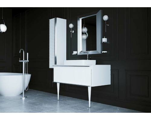 Приобрести Шкаф пенал Boheme Armadi Art Vallessi Avantgarde Canale 35 846-WCR подвесной Белый Хром в магазине сантехники Santeh-Crystal.ru